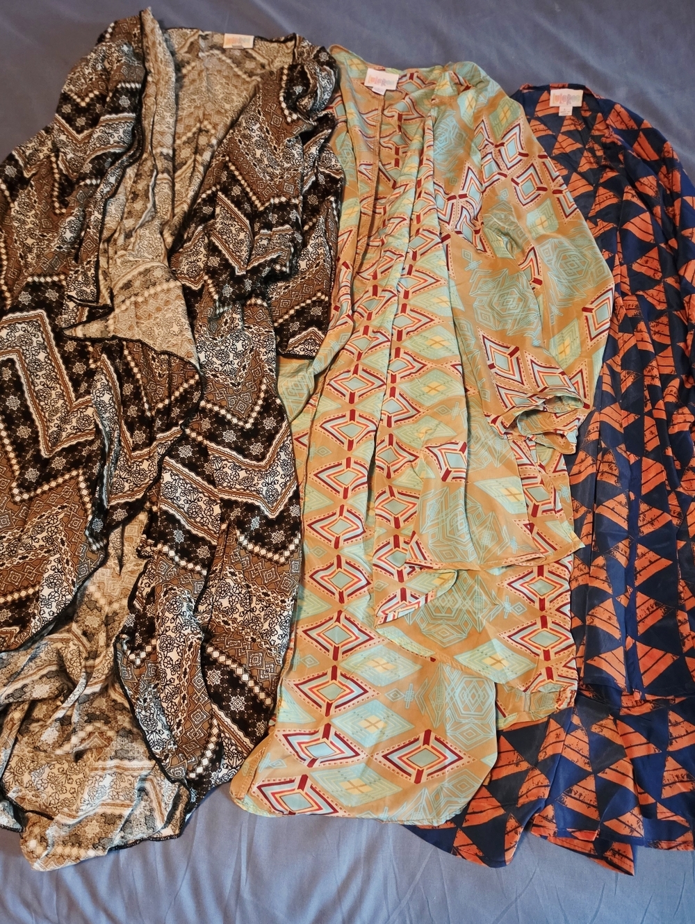 LuLaRoe Bundle Of Three Women Open Kimonos Cover Ups Size Large Colorful